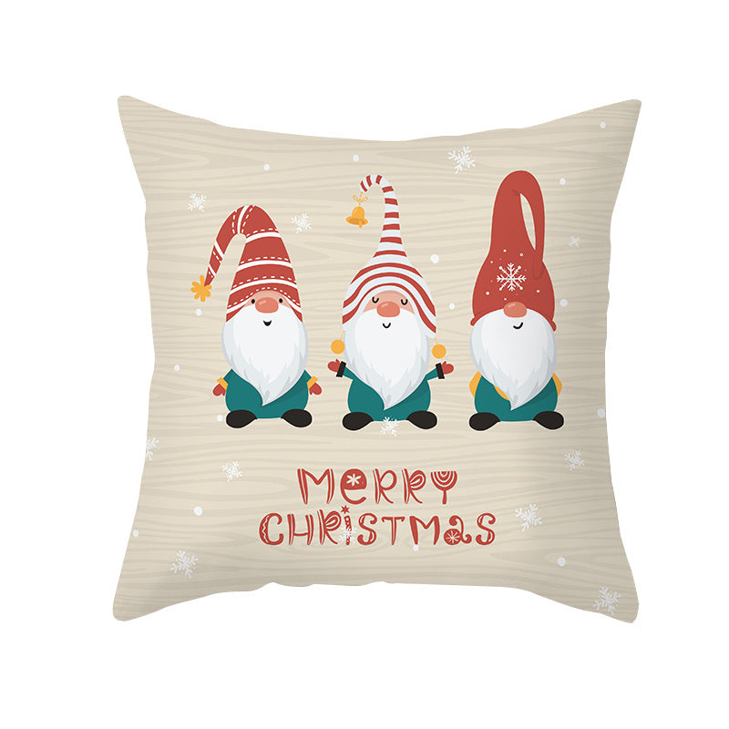 Festive Decorative Throw Pillow Cover with Reindeer Illustration