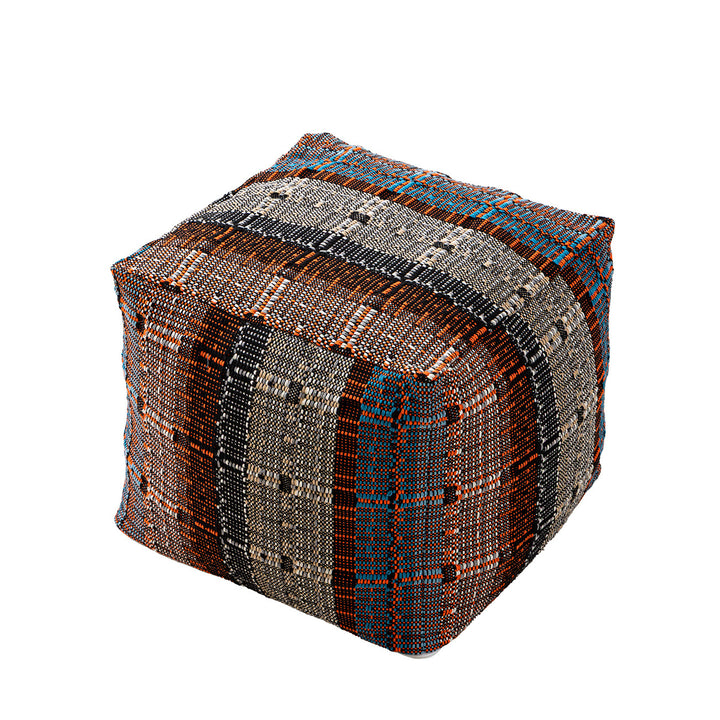 Round woven seat pouf made of durable cotton mix with practical carrying handle Bowlift