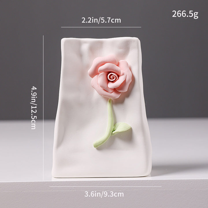Decorative Floral Relief Ceramic Vase Bowlift