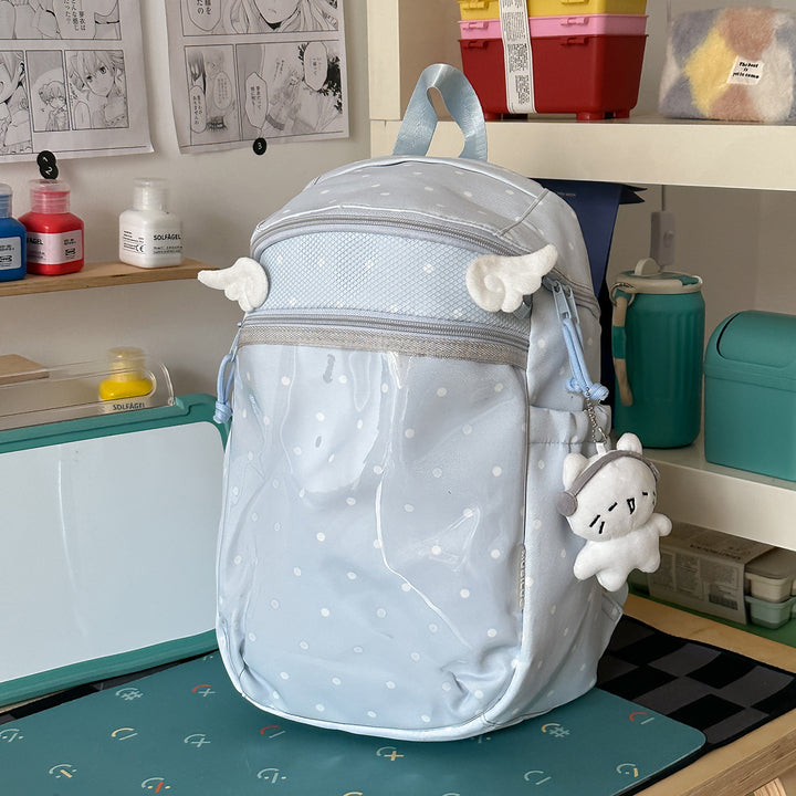 Transparent Dot-Patterned Backpack Bowlift