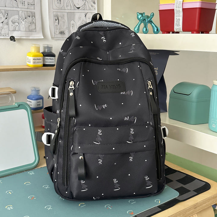 Stylish Love-Embellished Backpack Bowlift