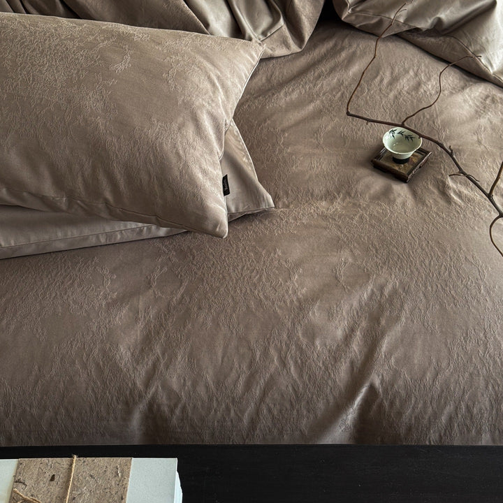 Luxury Jacquard Cotton Duvet Cover Set with Satin Pillowcases