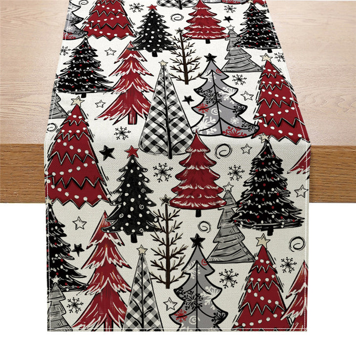 Cotton-Linen Holiday Pine Forest Table Runner