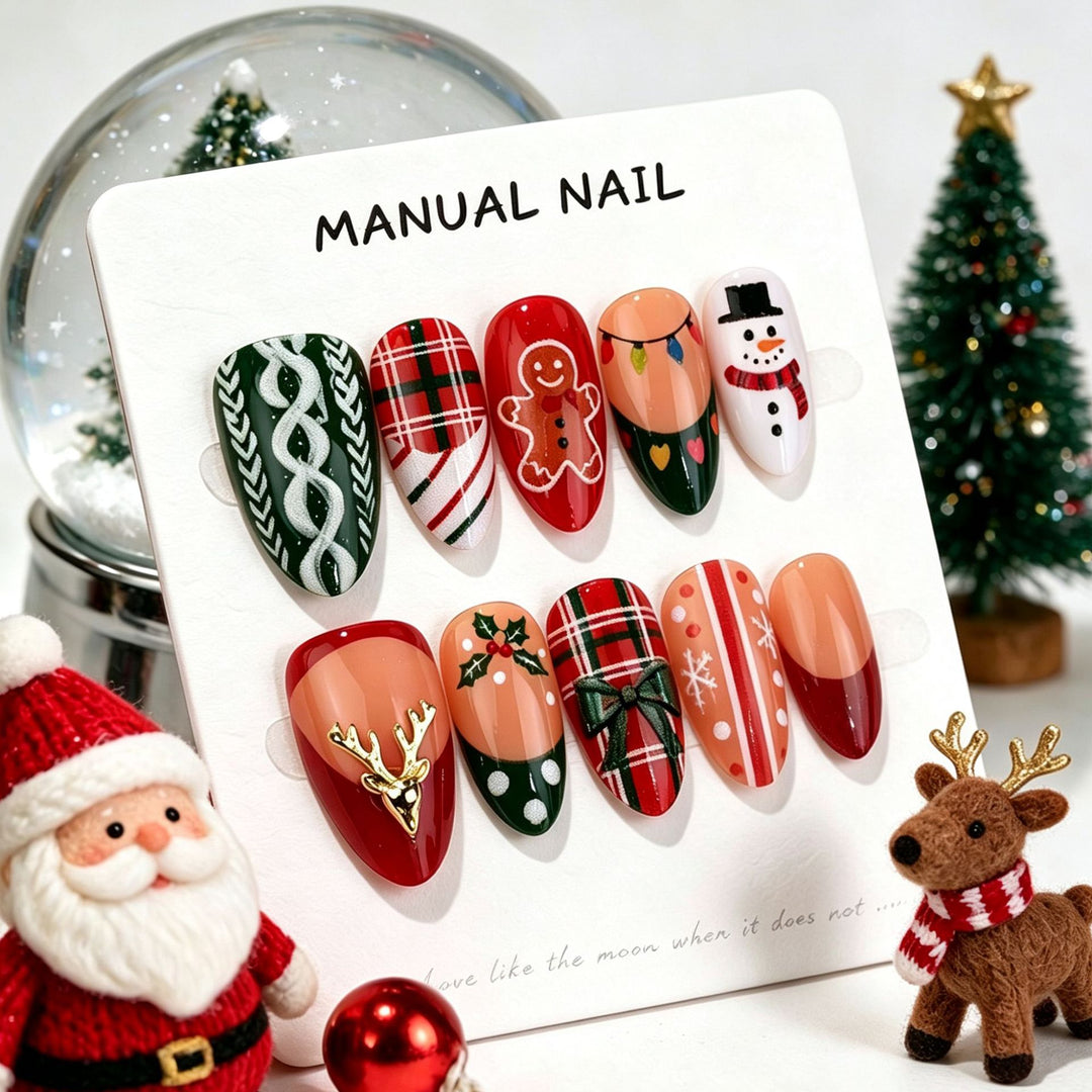 Festive Manual Press-On Nail Art Set
