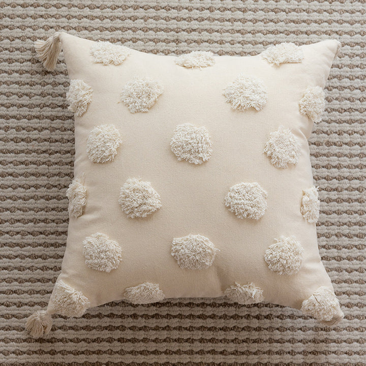 Boho Textured Chevron Tufted Tassel Throw Pillow