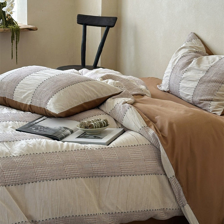 Textured Cotton-Linen Duvet Cover Set with Pillowcases
