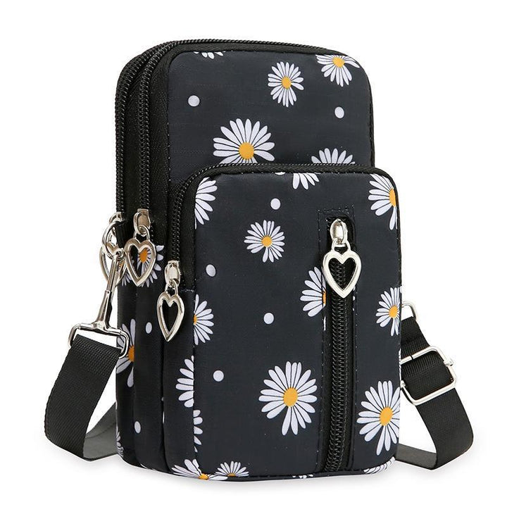 Compact Nylon Crossbody Phone Pouch with Multiple Zip Compartments Bowlift