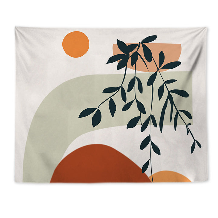 Tapestry with abstract botanical print and lightweight polyester fabric Bowlift