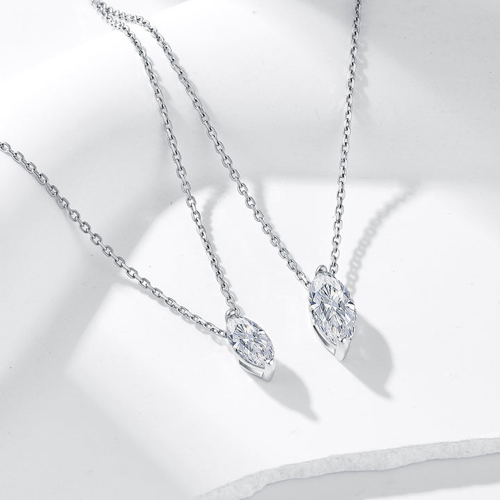 Marquise-Cut Solitaire Pendant Necklace with Fine Chain Bowlift