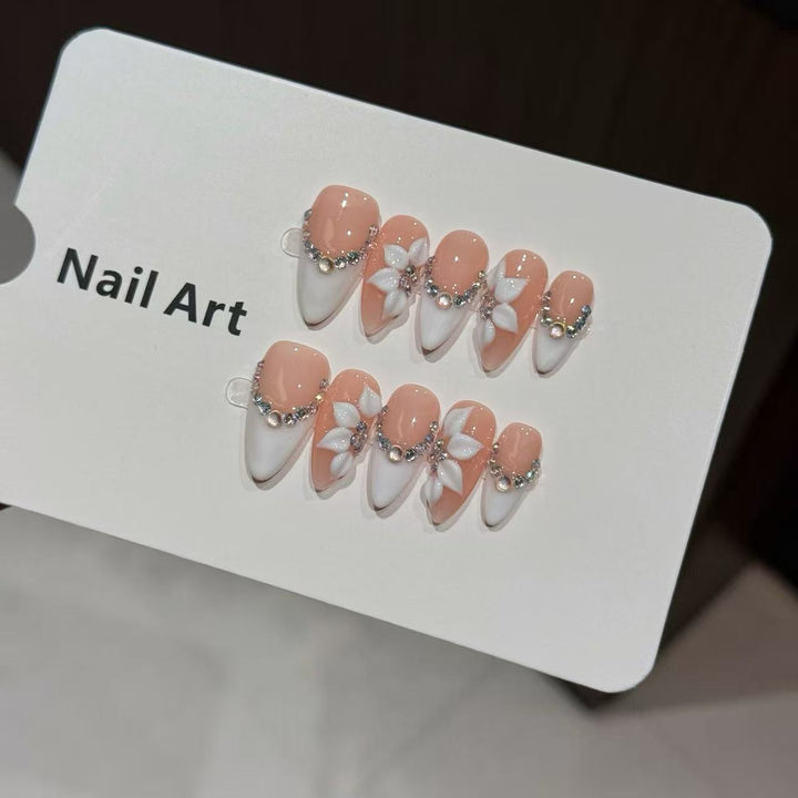 Floral Accent Press-On Nail Tips