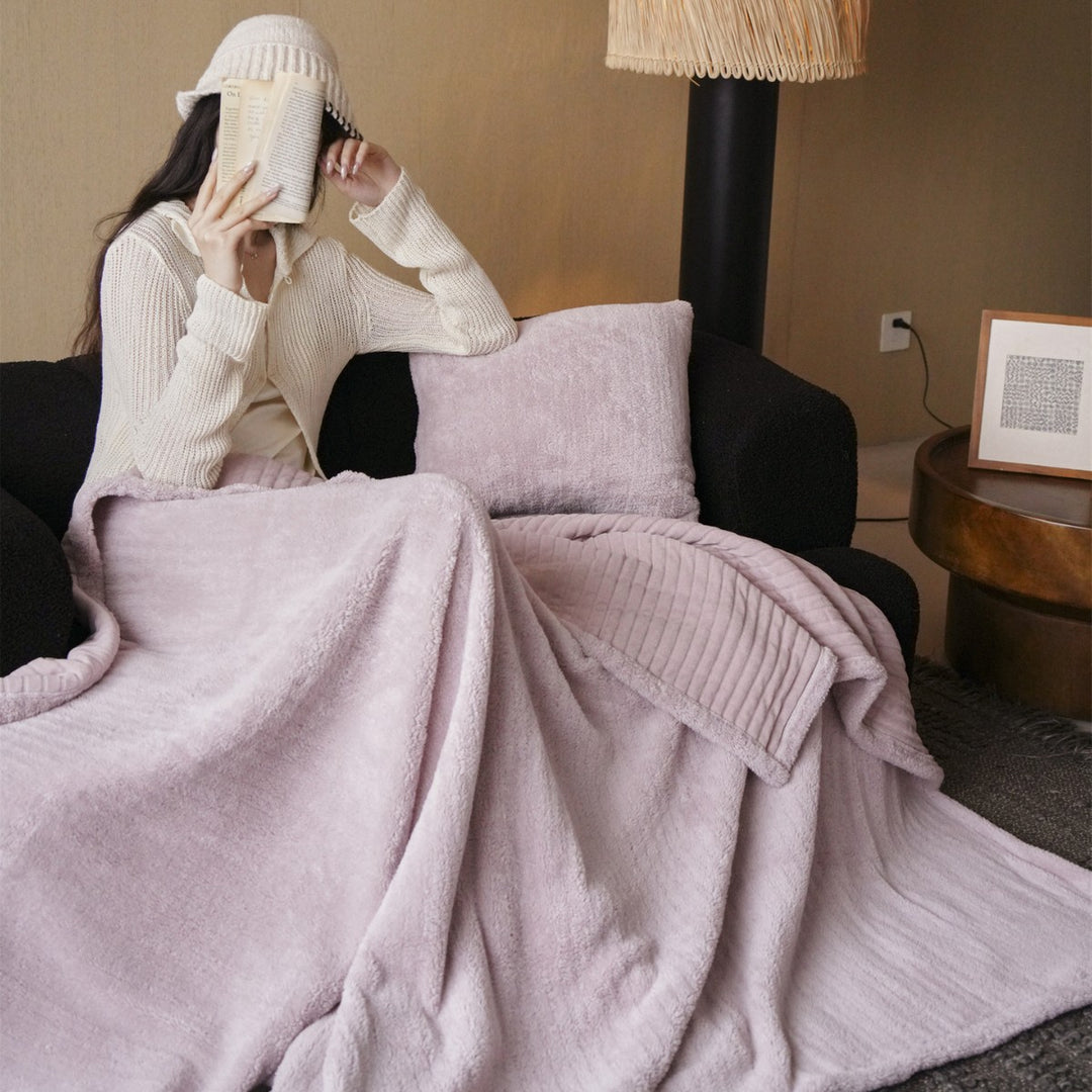 Quilted Plush Reversible Throw Blanket