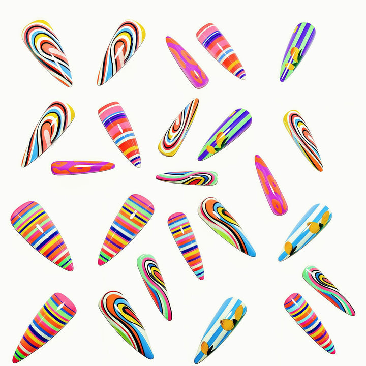Creative artificial nails with multicolor design Bowlift