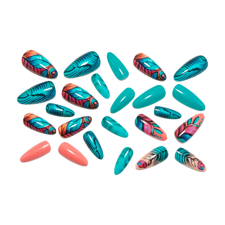 Artificial nail art with creative leaf patterns Bowlift