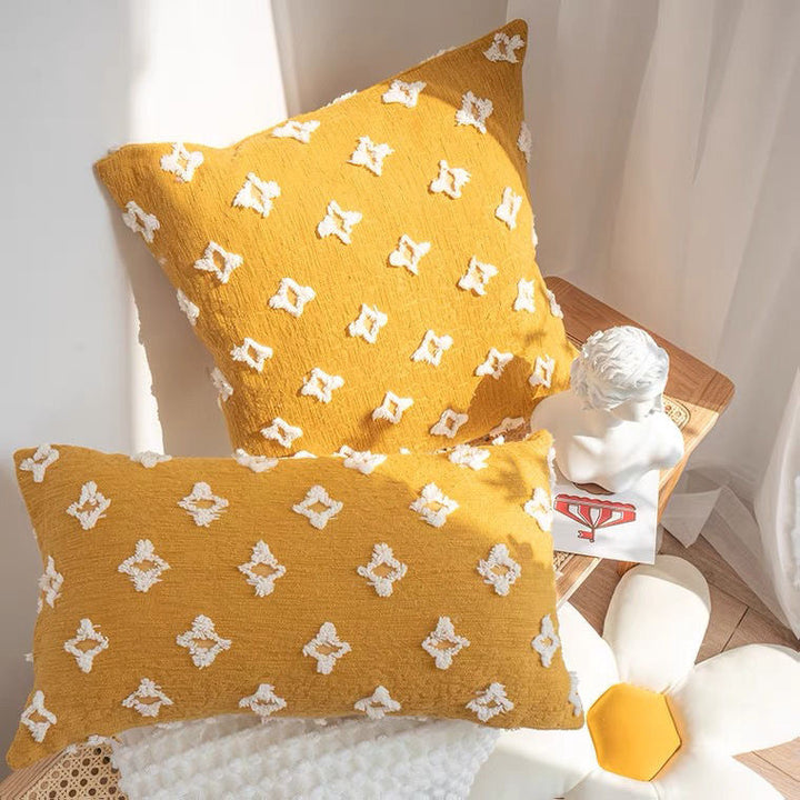 Decorative cushion cover in Boho-Scandi mix with hand-tufted 3D diamond relief Bowlift