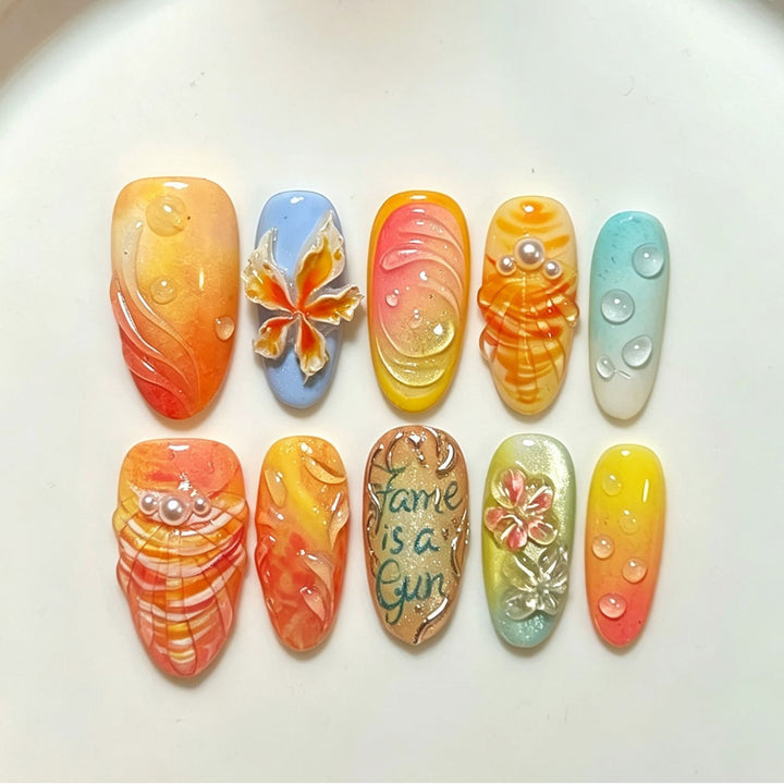 Nail art set with floral and creative designs Bowlift