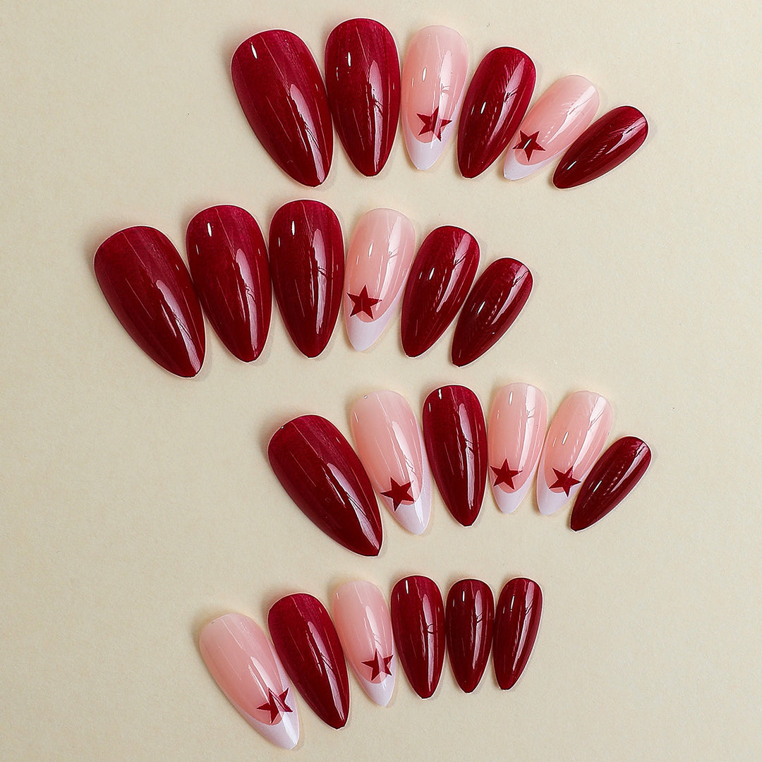 Artificial nail set with glamorous star motifs Bowlift