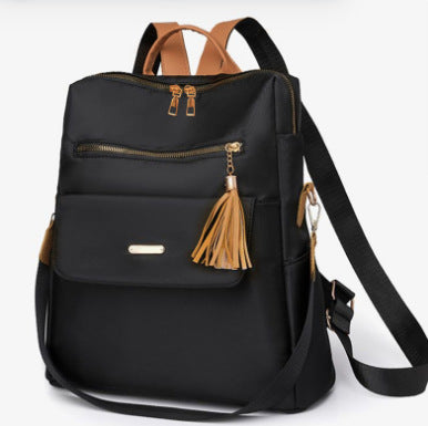 Multi-Functional Backpack with Decorative Tassel Bowlift