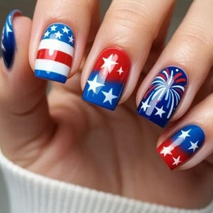 Creative Nail Design Set with Star and Stripe Motifs Bowlift
