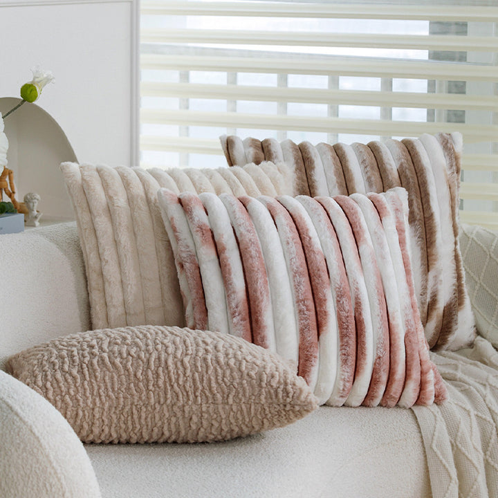 Rectangular Sherpa pillowcase with wavy plush texture and hidden zipper Bowlift