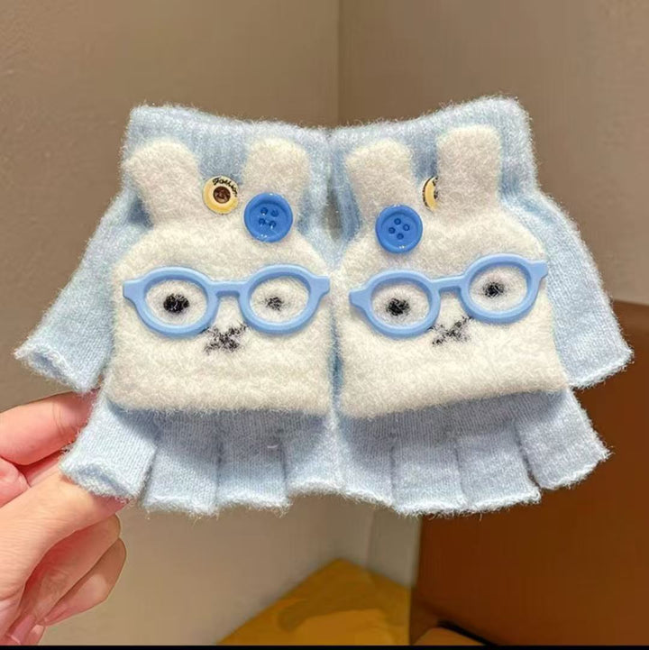 Cute Rabbit-Themed Fingerless Gloves Bowlift