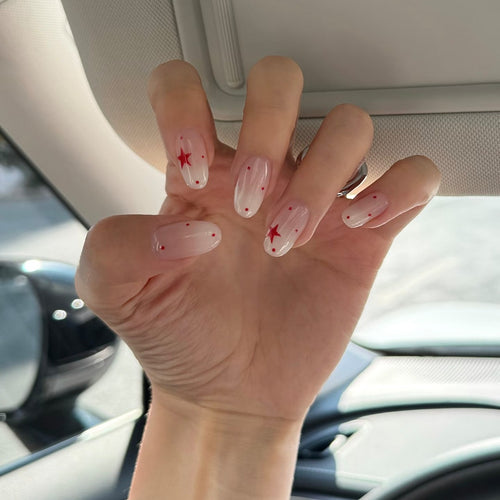 Artistic Press-On Nail Set with Star Accents
