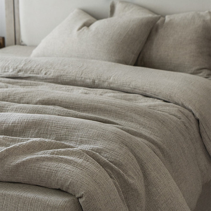 Breathable linen gauze bedding set with natural muslin texture