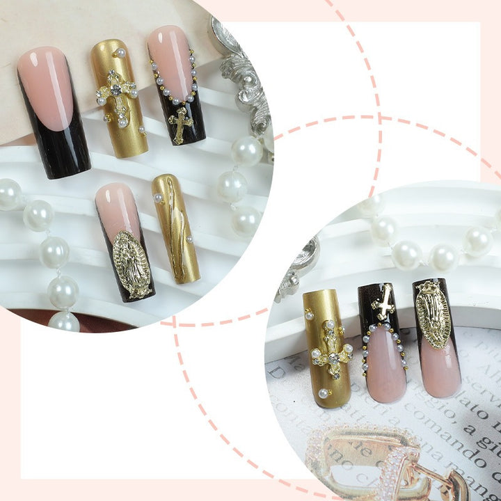 Artificial nail set with elegant glitter decorations and luxurious design Bowlift