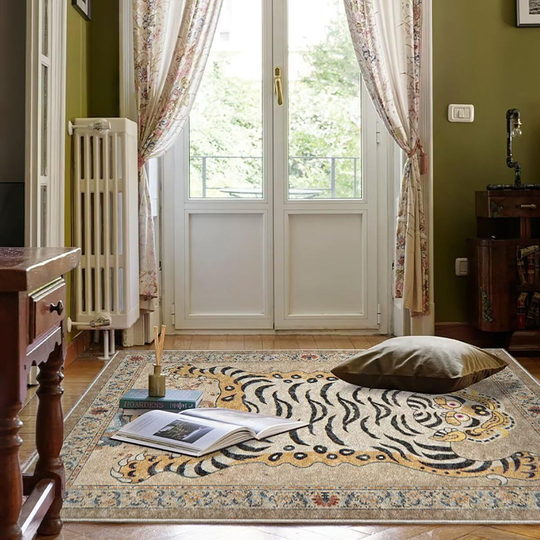 Artistic Tiger Print Area Rug Bowlift