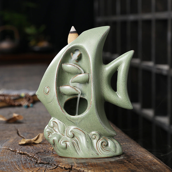 Artistic Fish-Shaped Incense Waterfall