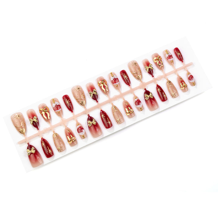 Festive Holiday-Themed Press-On Nail Art Set