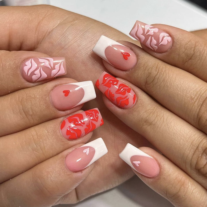 Artistic Heart-Themed Press-On Nails