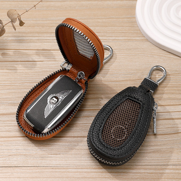 Textured Zip-Around Keychain Coin Pouch