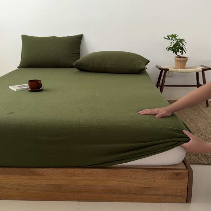 Deep-Pocket Cotton Jersey Fitted Sheet Set with Secure Elastic Corners