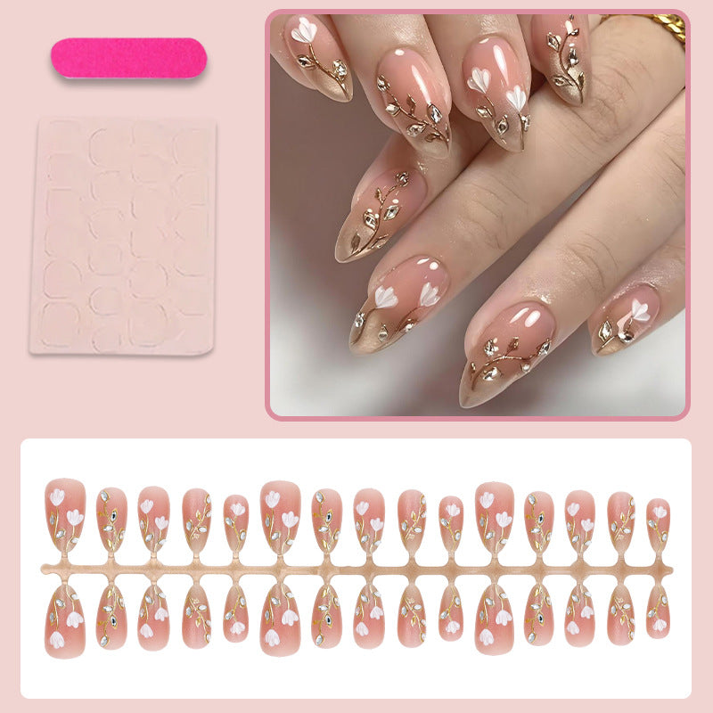 Elegant artificial nails with floral decorations Bowlift
