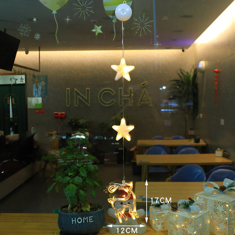 BowLift | Christmas 3pcs LED Light Star Hanging Tree Sucker Window Ornaments