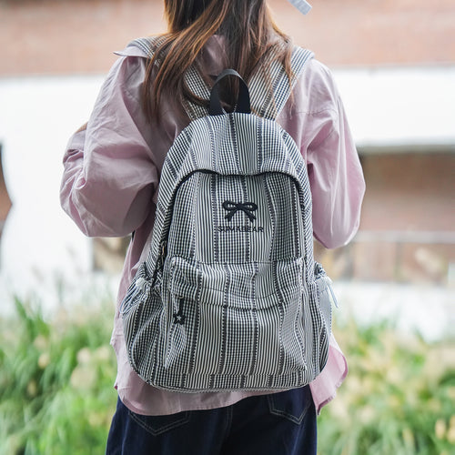 Casual Striped Backpack Bowlift