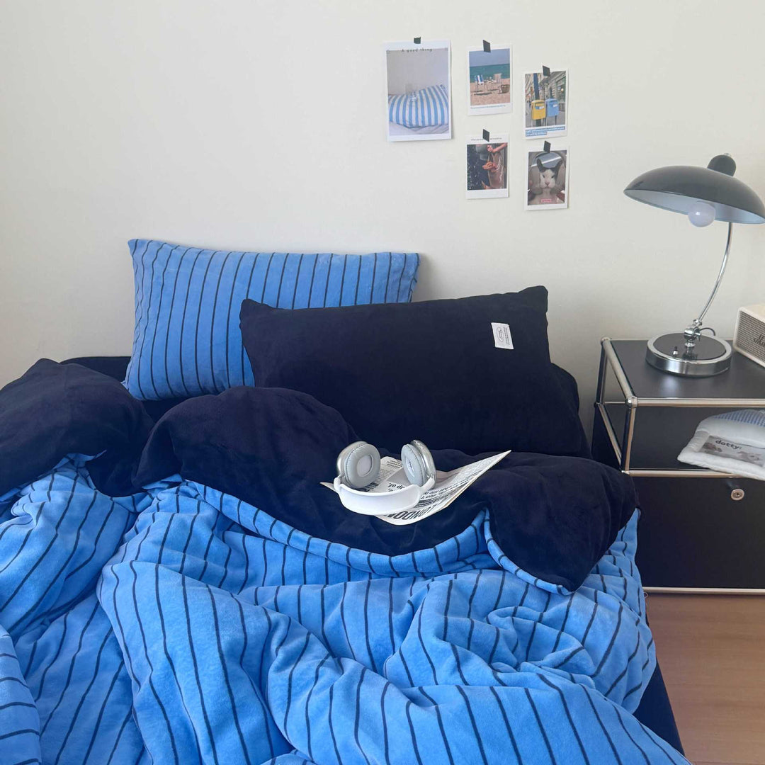 Striped Flannel Bedding Set