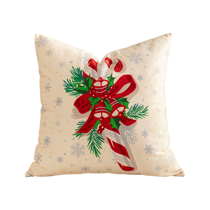 Christmas square decorative pillow cover with patchwork design and concealed zipper Bowlift