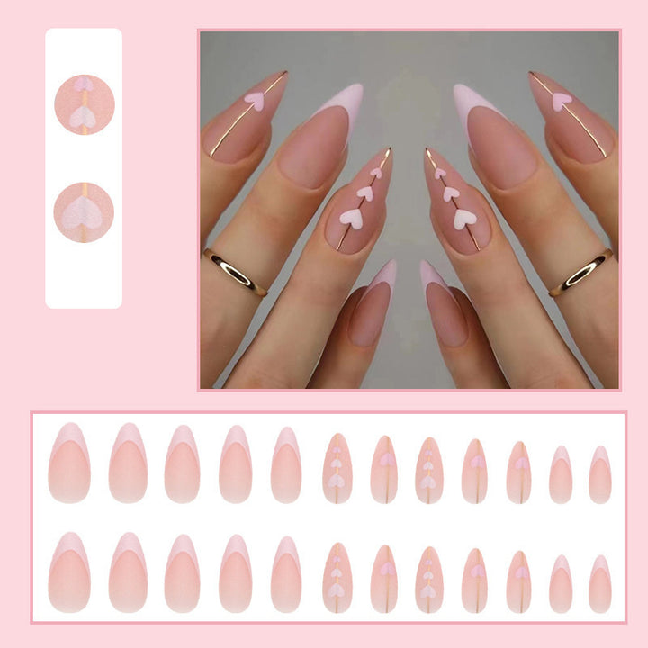 Heart-Embellished Acrylic Nail Extensions Bowlift
