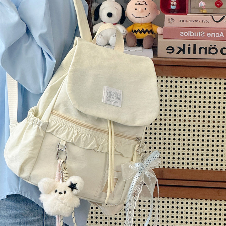 Stylish Ruffled Design Back-to-School Backpack Bowlift