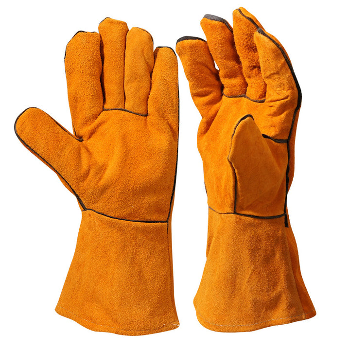 Welding Heat-Resistant Suede Leather Gauntlet Gloves with Extended Cuffs Bowlift