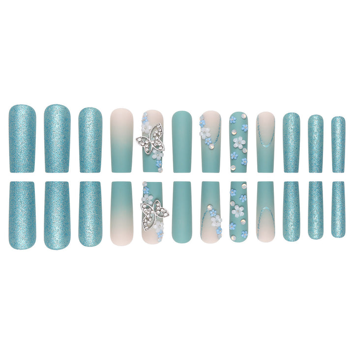 Artistic Butterfly-Embellished Press-On Nail Set Bowlift