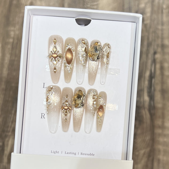 Rhinestone Decorative Press-On Nails