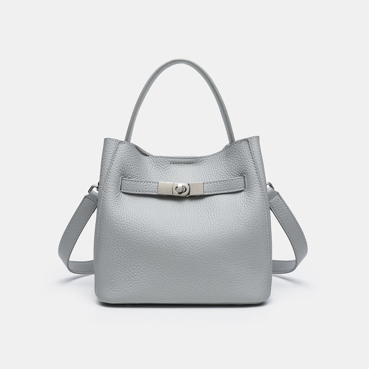 Textured Leather Handheld Tote Bag