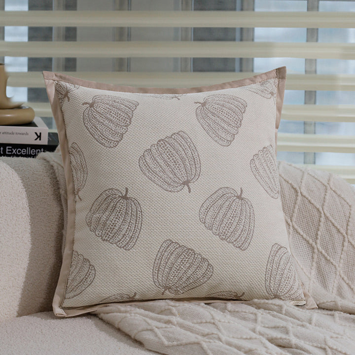 Square cushion cover with fine herringbone pattern and piping Bowlift
