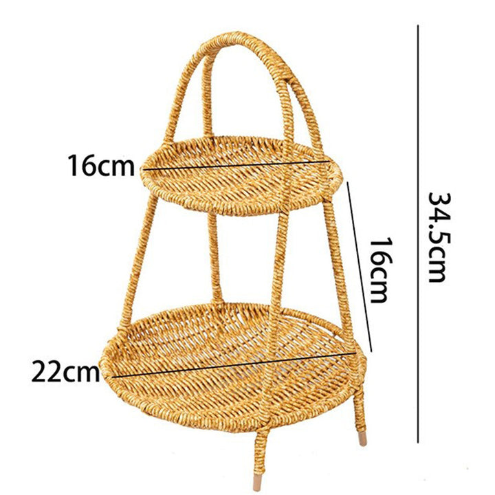 Woven Rattan Storage Basket with Handles for Home Organization