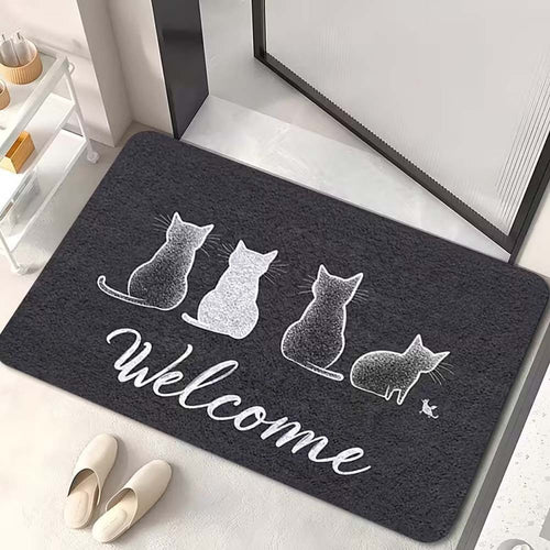 Decorative Cat Welcome Mat Bowlift