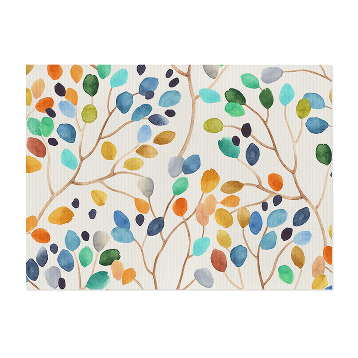 Botanical Printed Cotton-Linen Rectangular Dining Placemat with Non-Slip Backing
