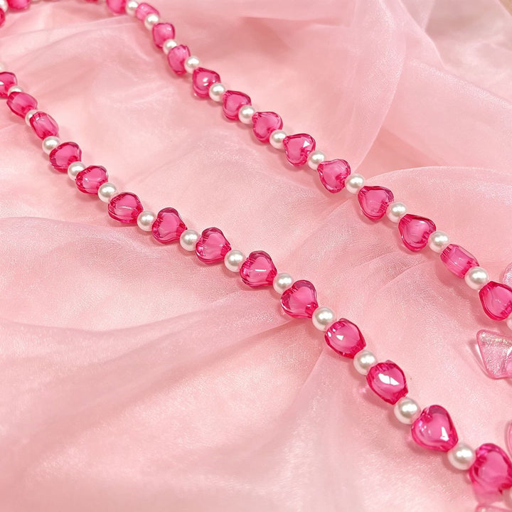 Heart-shaped Beaded Eyewear Chain Bowlift