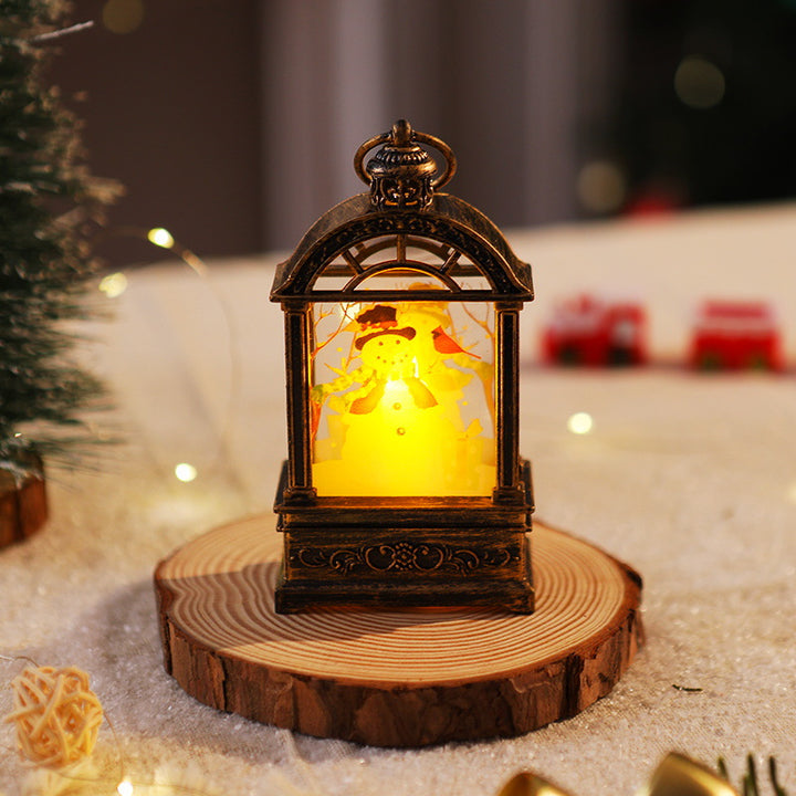 Decorative Christmas lantern with nostalgic Santa motif Bowlift
